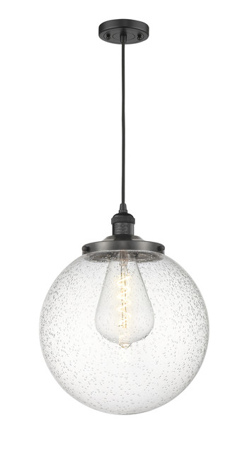 INNOVATIONS 201C-BK-G204-14 Beacon 1 Light 14 inch Mini Pendant Matte Black