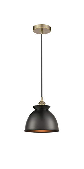 INNOVATIONS 616-1P-AB-M14-BK Adirondack 1 Light Mini Pendant part of the Edison Collection Antique Brass