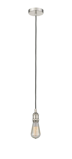 INNOVATIONS 616-1P-PN-M14-BK Adirondack 1 Light Mini Pendant part of the Edison Collection Polished Nickel