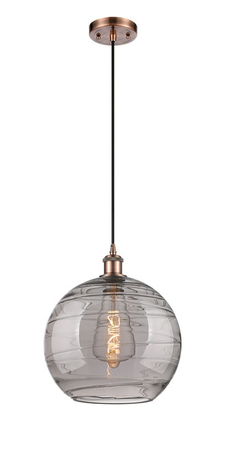 INNOVATIONS 516-1P-AC-G1213-12SM Deco Swirl 1 Light 12 inch Mini Pendant Antique Copper