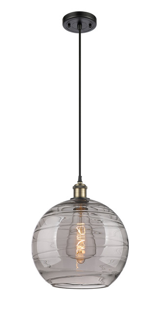 INNOVATIONS 516-1P-BAB-G1213-12SM Deco Swirl 1 Light 12 inch Mini Pendant Black Antique Brass