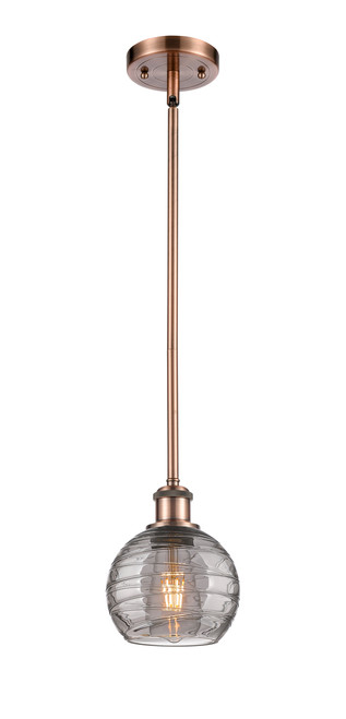 INNOVATIONS 516-1S-AC-G1213-6SM Deco Swirl 1 Light 6 inch Mini Pendant Antique Copper
