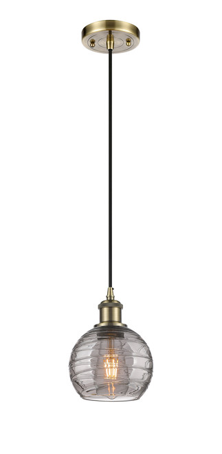 INNOVATIONS 516-1P-AB-G1213-6SM Deco Swirl 1 Light 6 inch Mini Pendant Antique Brass