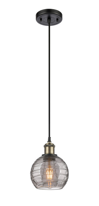 INNOVATIONS 516-1P-BAB-G1213-6SM Deco Swirl 1 Light 6 inch Mini Pendant Black Antique Brass