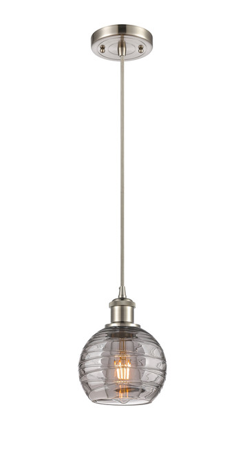 INNOVATIONS 516-1P-SN-G1213-6SM Deco Swirl 1 Light 6 inch Mini Pendant Brushed Satin Nickel