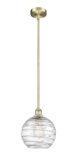 INNOVATIONS 616-1S-AB-G1213-10 Athens Deco Swirl 1 Light 10 inch Mini Pendant Antique Brass