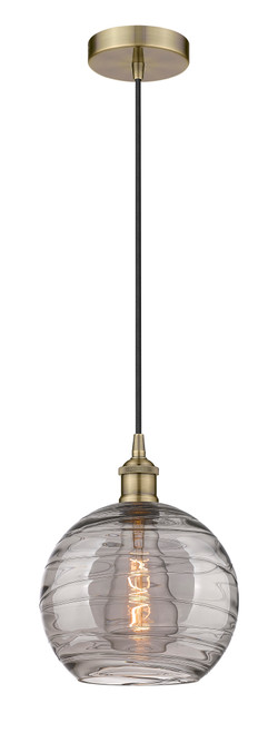 INNOVATIONS 616-1P-AB-G1213-10SM Athens Deco Swirl 1 Light 10 inch Mini Pendant Antique Brass