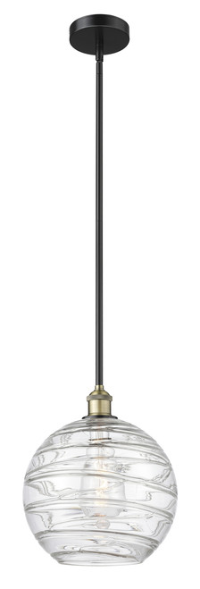 INNOVATIONS 616-1S-BAB-G1213-12 Athens Deco Swirl 1 12 inch Mini Pendant Black Antique Brass