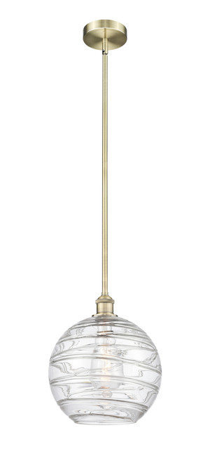INNOVATIONS 616-1S-AB-G1213-12 Athens Deco Swirl 1 Light 12 inch Mini Pendant Antique Brass