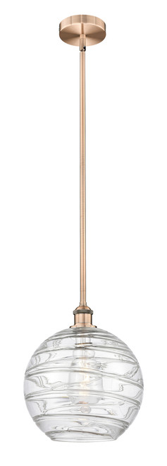 INNOVATIONS 616-1S-AC-G1213-12 Athens Deco Swirl 1 Light 12 inch Mini Pendant Antique Copper