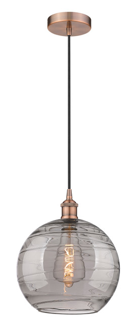 INNOVATIONS 616-1P-AC-G1213-12SM Athens Deco Swirl 1 Light 12 inch Mini Pendant Antique Copper
