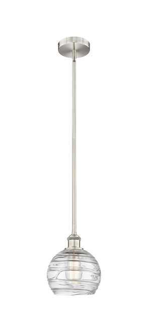 INNOVATIONS 616-1S-SN-G1213-8 Athens Deco Swirl 1 Light 8 inch Mini Pendant Brushed Satin Nickel