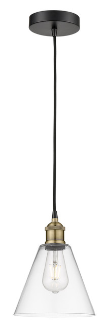 INNOVATIONS 616-1P-BAB-GBC-82 Edison Glass Cone 1 8 inch Mini Pendant Black Antique Brass