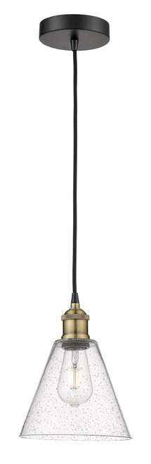 INNOVATIONS 616-1P-BAB-GBC-84 Edison Glass Cone 1 8 inch Mini Pendant Black Antique Brass