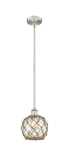 INNOVATIONS 616-1S-SN-G122-8RB Farmhouse Rope 1 Light 8 inch Mini Pendant Brushed Satin Nickel
