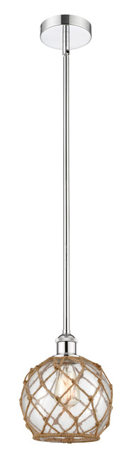 INNOVATIONS 616-1S-PC-G122-8RB Farmhouse Rope 1 Light 8 inch Mini Pendant Polished Chrome