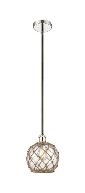 INNOVATIONS 616-1S-PN-G122-8RB Farmhouse Rope 1 Light 8 inch Mini Pendant Polished Nickel
