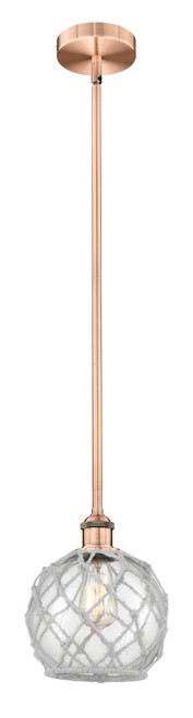 INNOVATIONS 616-1S-AC-G122-8RW Farmhouse Rope 1 Light 8 inch Mini Pendant Antique Copper