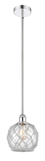 INNOVATIONS 616-1S-PC-G122-8RW Farmhouse Rope 1 Light 8 inch Mini Pendant Polished Chrome