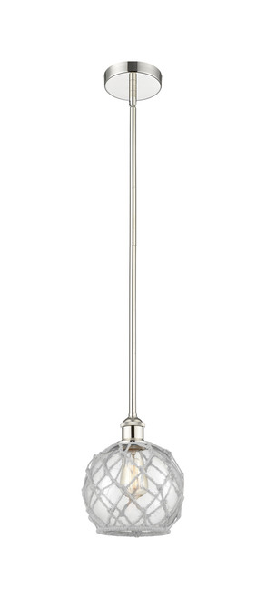 INNOVATIONS 616-1S-PN-G122-8RW Farmhouse Rope 1 Light 8 inch Mini Pendant Polished Nickel