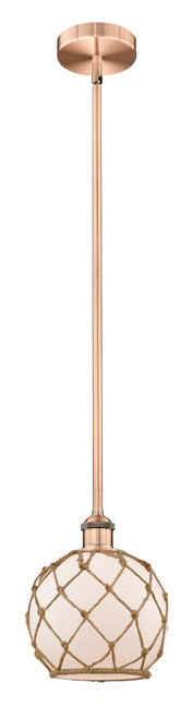 INNOVATIONS 616-1S-AC-G121-8RB Farmhouse Rope 1 Light 8 inch Mini Pendant Antique Copper