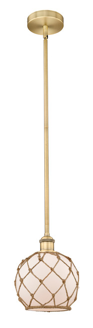 INNOVATIONS 616-1S-BB-G121-8RB Farmhouse Rope 1 Light 8 inch Mini Pendant Brushed Brass