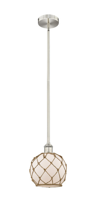 INNOVATIONS 616-1S-SN-G121-8RB Farmhouse Rope 1 Light 8 inch Mini Pendant Brushed Satin Nickel
