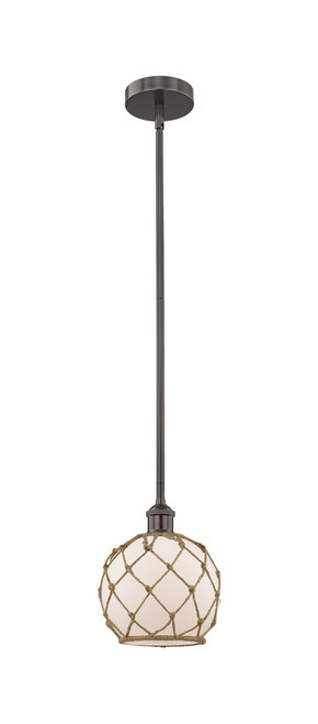 INNOVATIONS 616-1S-OB-G121-8RB Farmhouse Rope 1 Light 8 inch Mini Pendant Oil Rubbed Bronze