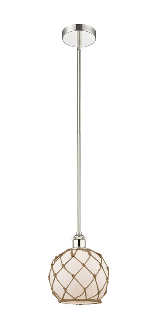 INNOVATIONS 616-1S-PN-G121-8RB Farmhouse Rope 1 Light 8 inch Mini Pendant Polished Nickel