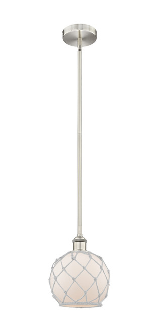INNOVATIONS 616-1S-SN-G121-8RW Farmhouse Rope 1 Light 8 inch Mini Pendant Brushed Satin Nickel