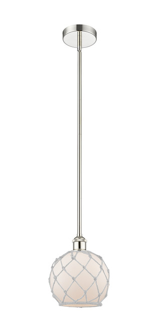 INNOVATIONS 616-1S-PN-G121-8RW Farmhouse Rope 1 Light 8 inch Mini Pendant Polished Nickel