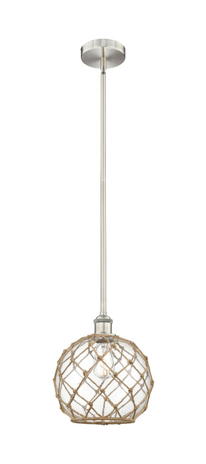 INNOVATIONS 616-1S-SN-G122-10RB Farmhouse Rope 1 Light 10 inch Mini Pendant Brushed Satin Nickel