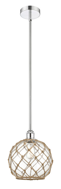 INNOVATIONS 616-1S-PC-G122-10RB Farmhouse Rope 1 Light 10 inch Mini Pendant Polished Chrome