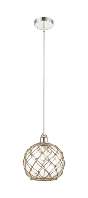 INNOVATIONS 616-1S-PN-G122-10RB Farmhouse Rope 1 Light 10 inch Mini Pendant Polished Nickel