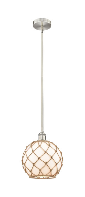 INNOVATIONS 616-1S-SN-G121-10RB Farmhouse Rope 1 Light 10 inch Mini Pendant Brushed Satin Nickel