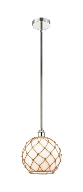 INNOVATIONS 616-1S-PN-G121-10RB Farmhouse Rope 1 Light 10 inch Mini Pendant Polished Nickel