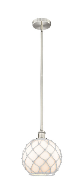 INNOVATIONS 616-1S-SN-G121-10RW Farmhouse Rope 1 Light 10 inch Mini Pendant Brushed Satin Nickel