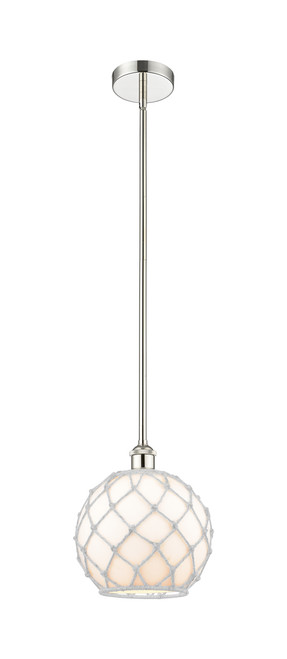 INNOVATIONS 616-1S-PN-G121-10RW Farmhouse Rope 1 Light 10 inch Mini Pendant Polished Nickel