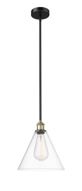 INNOVATIONS 616-1S-BAB-GBC-122 Edison Glass Cone 1 12 inch Mini Pendant Black Antique Brass