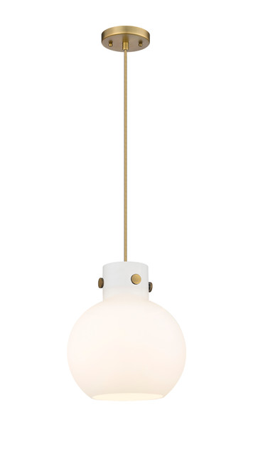 INNOVATIONS 410-1PM-BB-G410-10WH Newton Sphere 1 10 inch Mini Pendant Brushed Brass