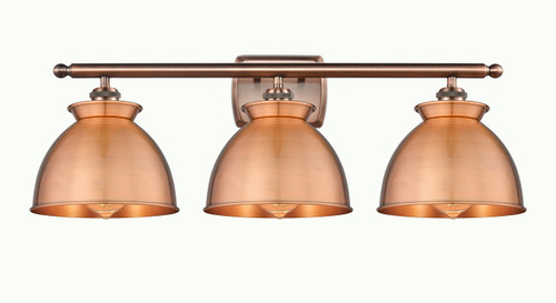 INNOVATIONS 516-3W-AC-M14-AC Adirondack 3 28 inch Bath Vanity Light Antique Copper