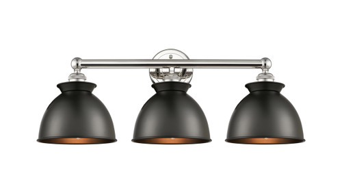 INNOVATIONS 616-3W-PN-M14-BK Adirondack 3 Light Bath Vanity Light part of the Edison Collection Polished Nickel