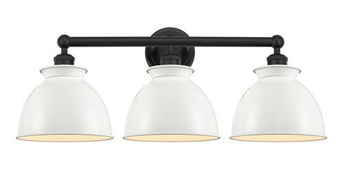INNOVATIONS 616-3W-BK-M14-W Adirondack 3 Light Bath Vanity Light part of the Edison Collection Matte Black