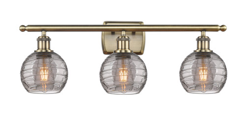 INNOVATIONS 516-3W-AB-G1213-6SM Deco Swirl 3 Light 26 inch Bath Vanity Light Antique Brass