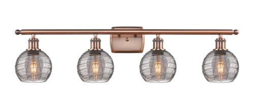 INNOVATIONS 516-4W-AC-G1213-6SM Deco Swirl 4 Light 36 inch Bath Vanity Light Antique Copper