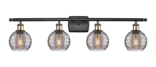 INNOVATIONS 516-4W-BAB-G1213-6SM Deco Swirl 4 Light 36 inch Bath Vanity Light Black Antique Brass