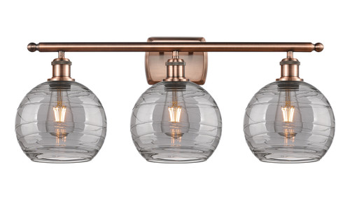 INNOVATIONS 516-3W-AC-G1213-8SM Deco Swirl 3 Light 26 inch Bath Vanity Light Antique Copper