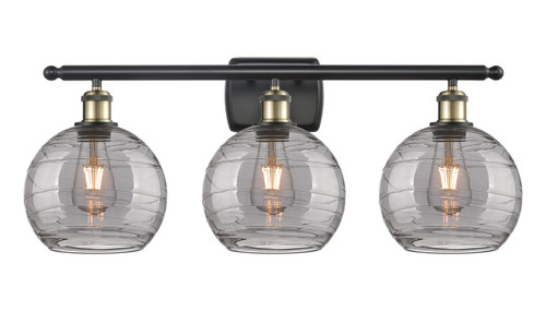 INNOVATIONS 516-3W-BAB-G1213-8SM Deco Swirl 3 Light 26 inch Bath Vanity Light Black Antique Brass