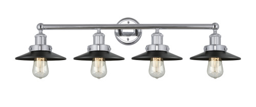 INNOVATIONS 616-4W-PC-M6-BK Railroad 4 Light Bath Vanity Light part of the Franklin Restoration Collection Polished Chrome
