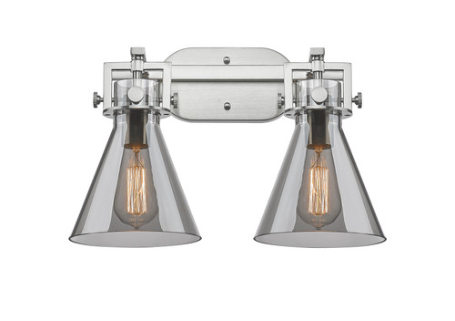 INNOVATIONS 411-2W-SN-G411-7SM Newton Cone 2 17 inch Bath Vanity Light Brushed Satin Nickel